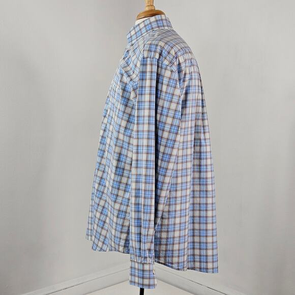 Peter Millar Blue Plaid Button-Up Long Sleeve Dress Shirt | Men's XL‎ - Picture 2 of 14